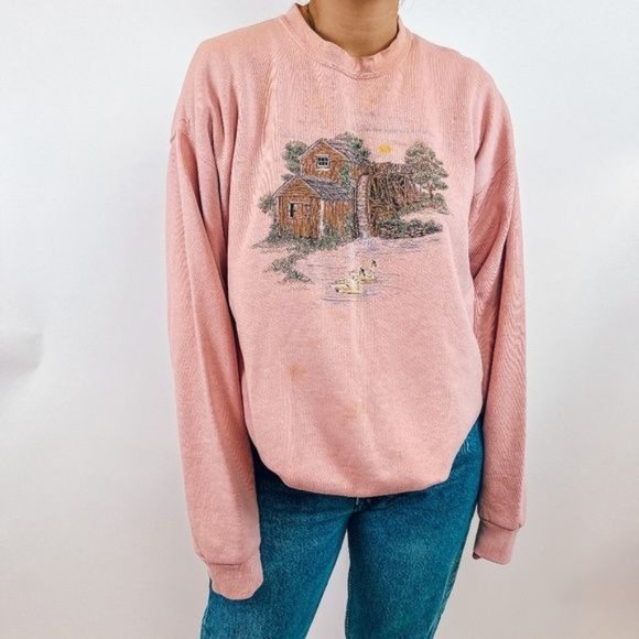 Crew Neck Vintage Pink Pullover